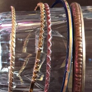 Miscellaneous Fashion Costume Metal Bangle Bracelets Lot of 5 Silver Gold Tones